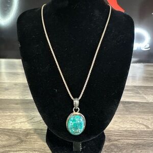 Silver and Turquoise Pendant Necklace